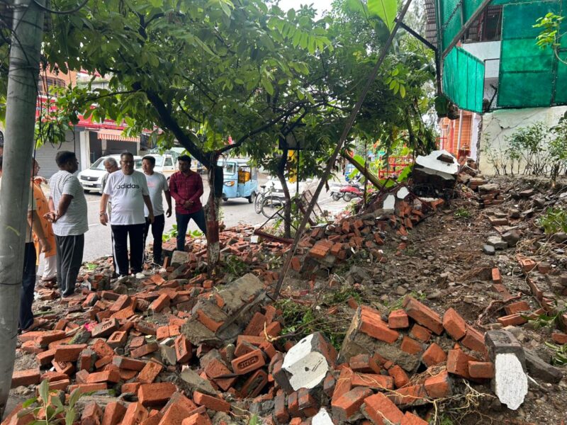 Mussoorie Minister Ganesh Joshi inspected the wall damaged by heavy rains, gave instructions for reconstruction