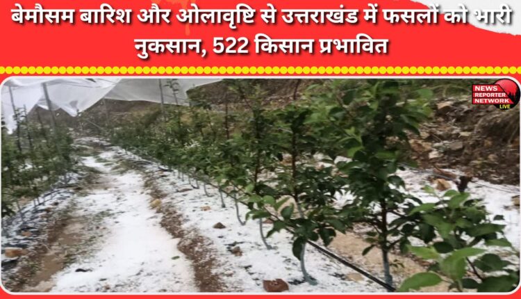 Unseasonal rain and hailstorm cause heavy crop damage in Uttarakhand, affecting 522 farmers