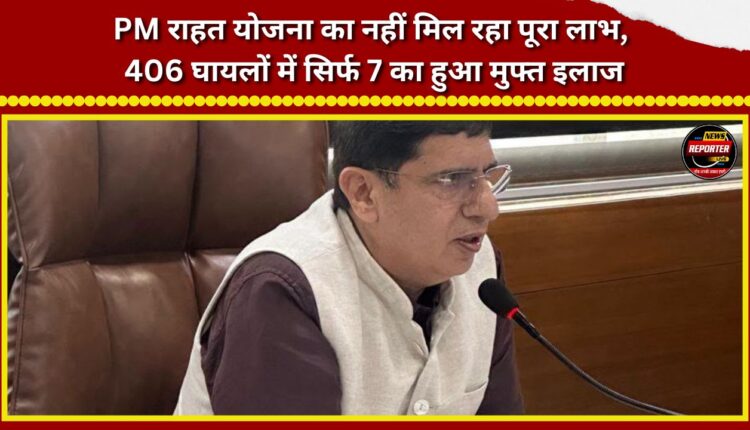 Full benefits of PM relief scheme not being received; only 7 out of 406 injured persons received free treatment.