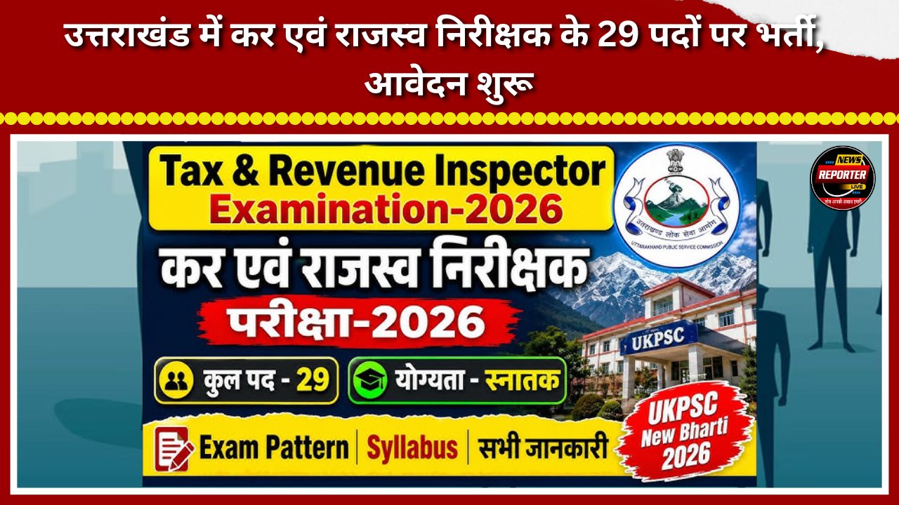 Recruitment for 29 Tax & Revenue Inspector posts in Uttarakhand; applications open.