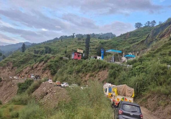 Buses and heavy vehicles plying on the Quarab bypass despite the 'no-entry' restriction.