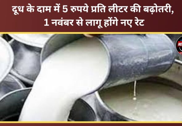 Milk prices increased by Rs 5 per litre; new rates to come into effect from November 1.