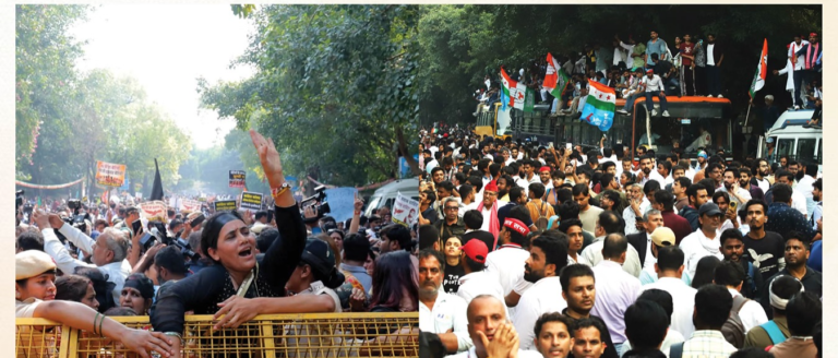 Political protests in Delhi: INDIA bloc's march; BJP Mahila Morcha creates a ruckus at the Congress headquarters.